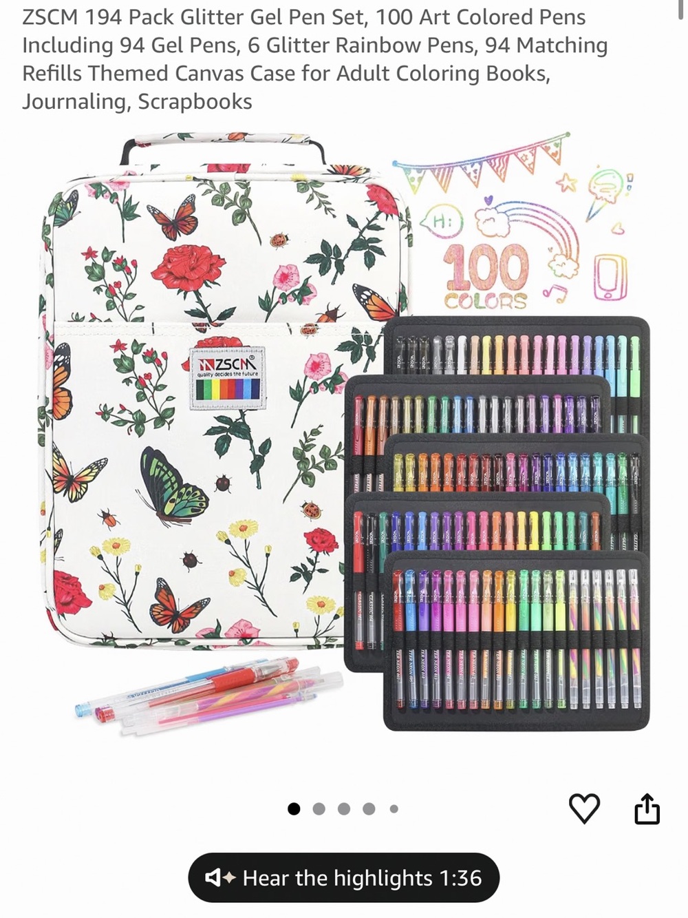 ZSCN Floral & Butterfly Pen Case - White Background - Picture 7 of 7